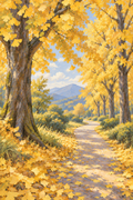 Golden Ginkgo Walk — 3-Size Printable Wall Art