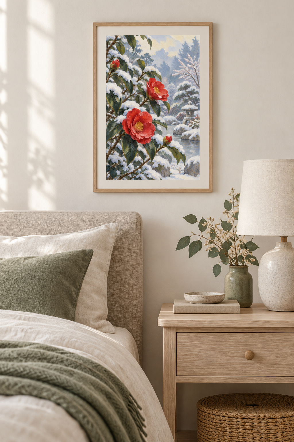 Camellia in the Snow — 3-Size Printable Wall Art