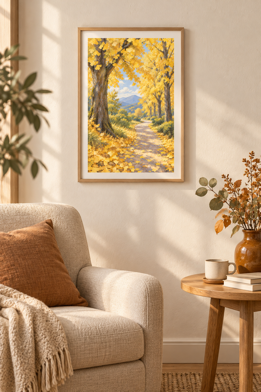 Golden Ginkgo Walk — 3-Size Printable Wall Art