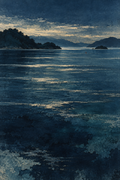 Indigo Sea & Quiet Islands — A4 Digital Art Print