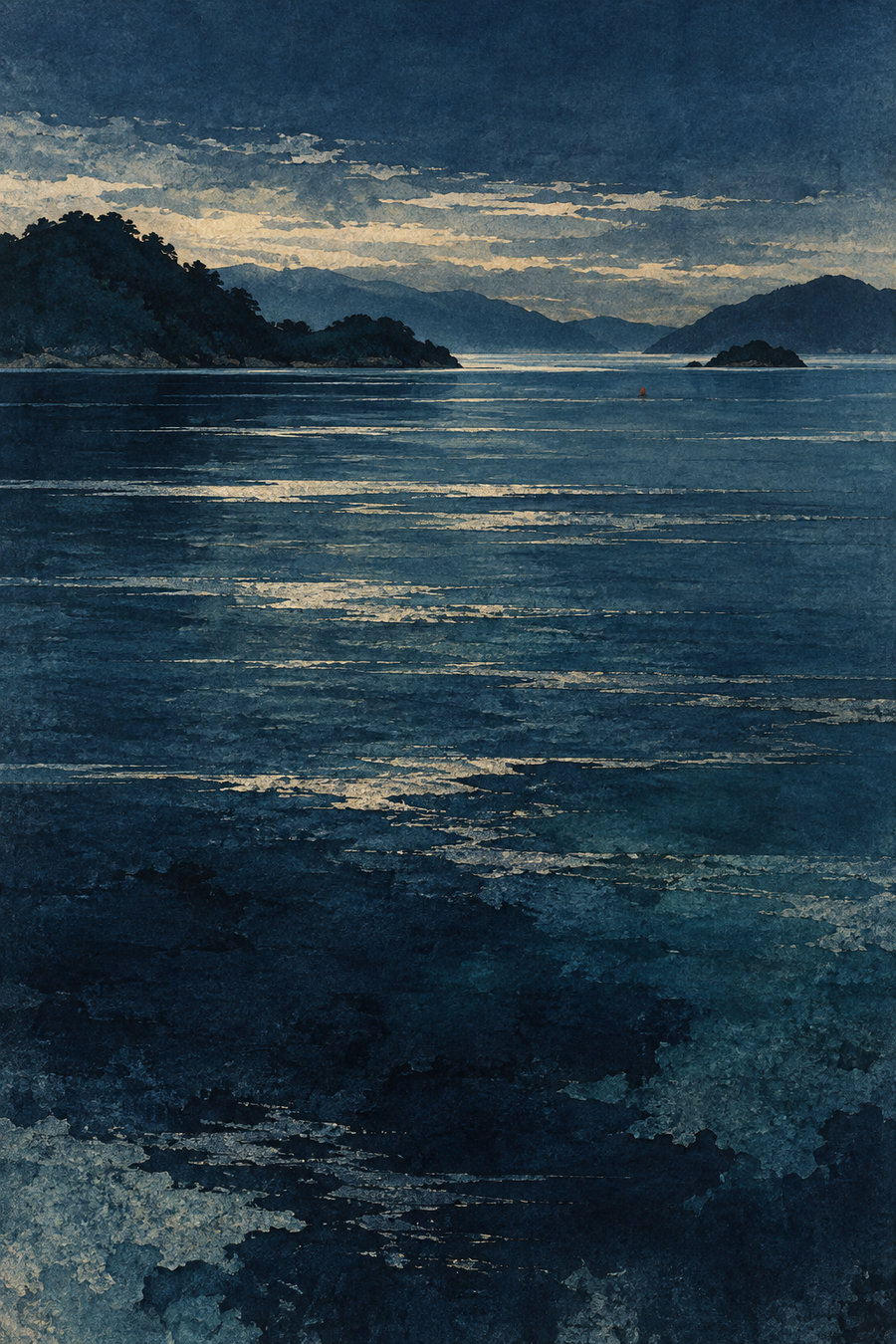 Indigo Sea & Quiet Islands — A4 Digital Art Print