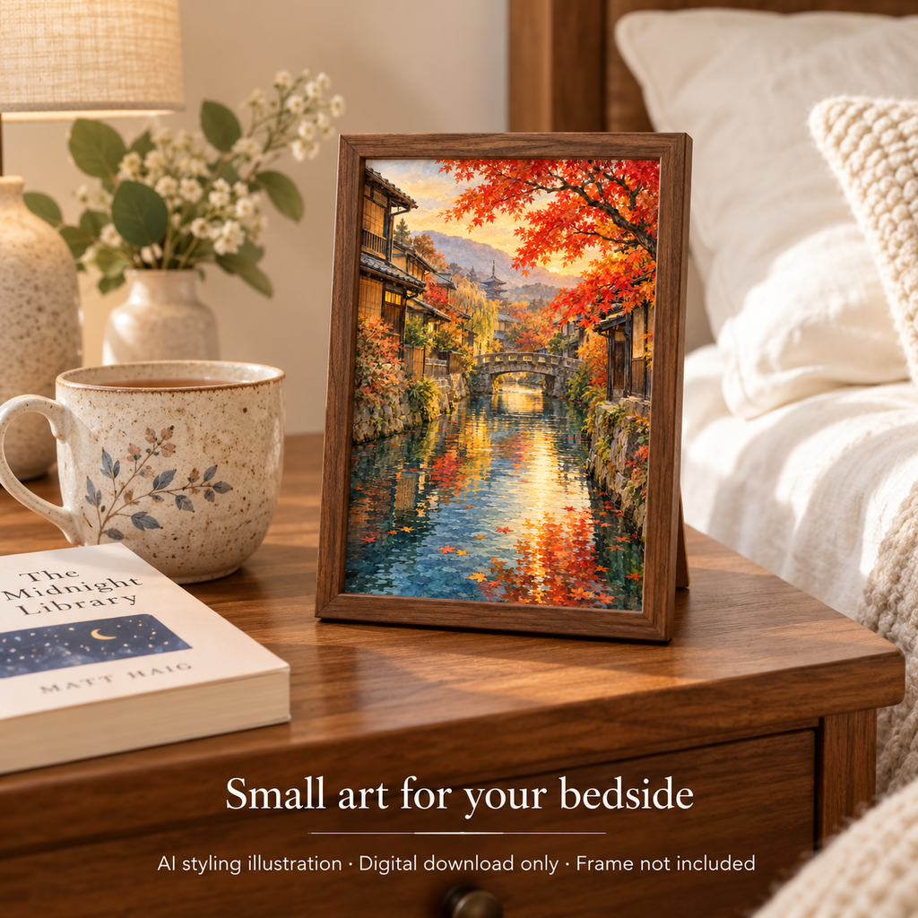 Kyoto in Autumn — Golden Canal — US & Metric Printable Wall Art