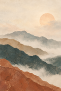 Terracotta Mountain Horizons — A4 Digital Art Print
