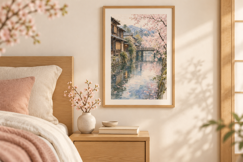 Spring Along the Kyoto Canal — 3-Size Printable Wall Art