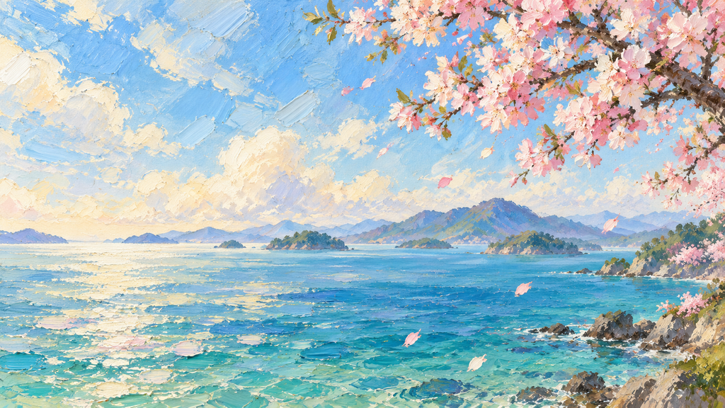 Sakura by the Sea — desktop wallpaper