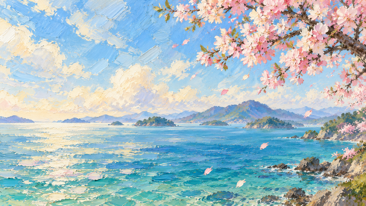 Sakura by the Sea — desktop wallpaper