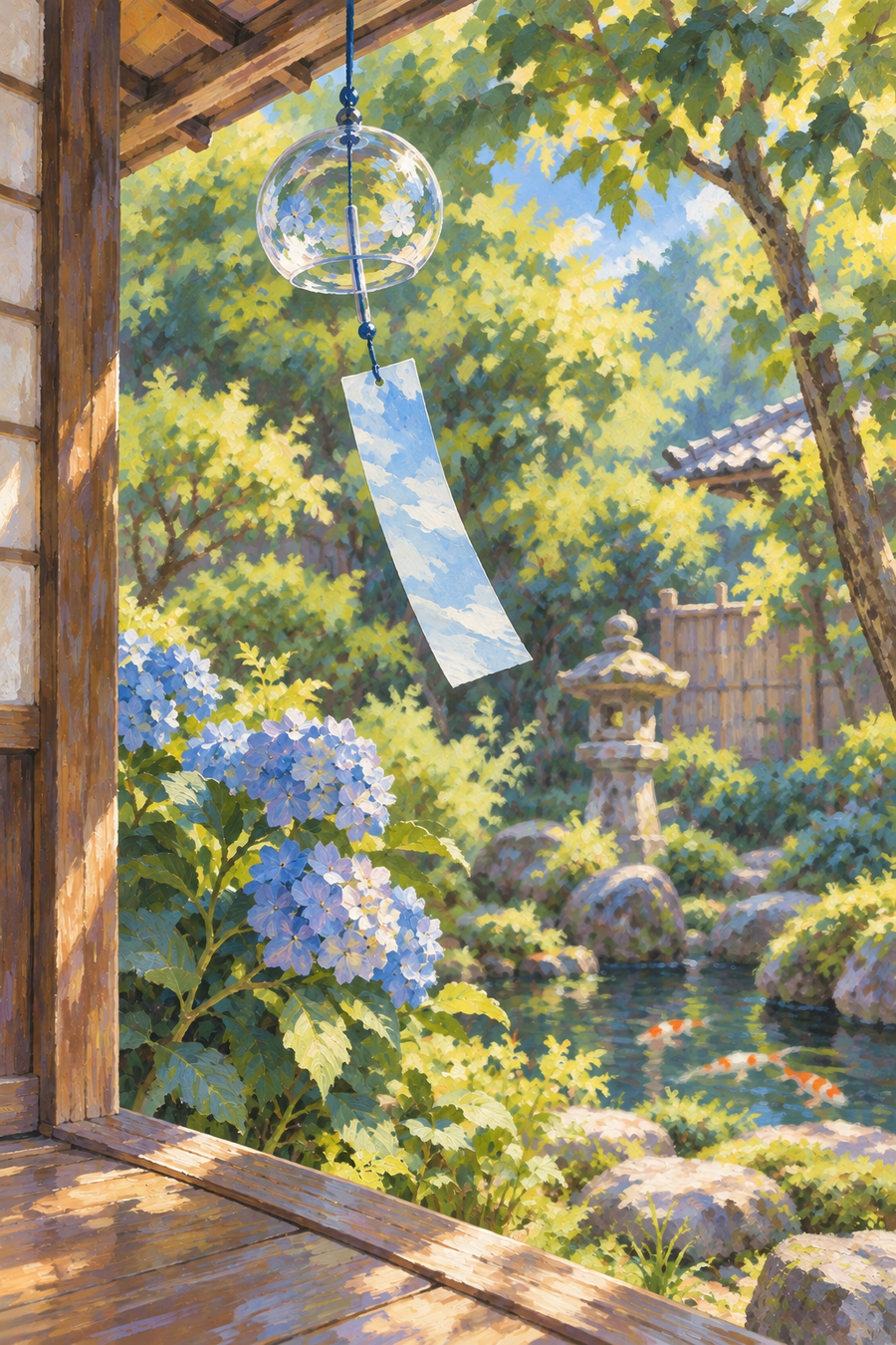 Summer Breeze & Wind Chimes — 3-Size Printable Wall Art