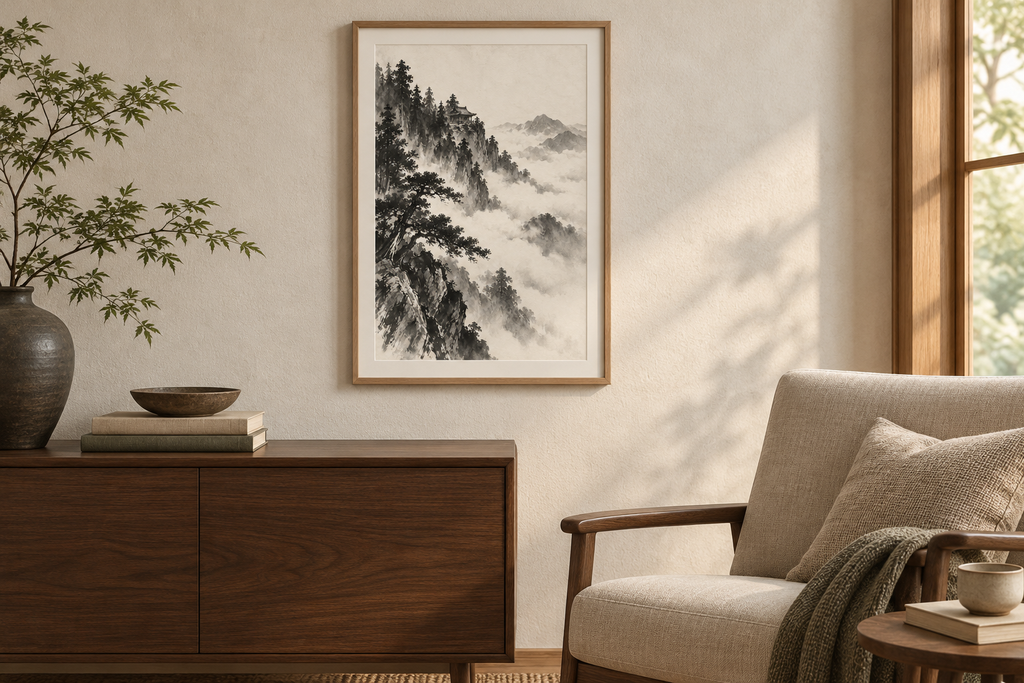 Temple Above the Summer Mist — 3-Size Printable Wall Art