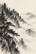 Temple Above the Summer Mist — 3-Size Printable Wall Art