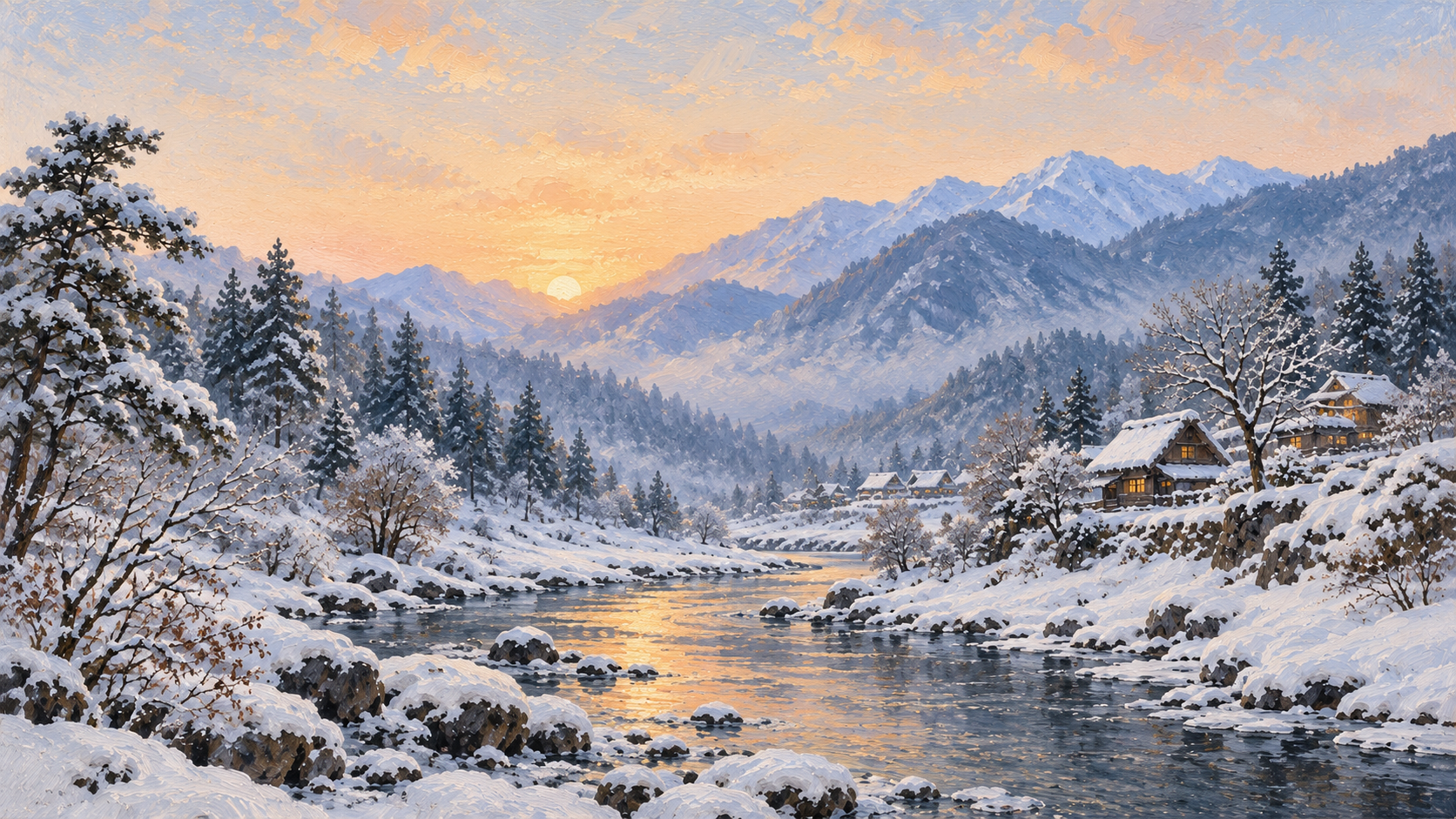 Snowlight Village desktop artwork